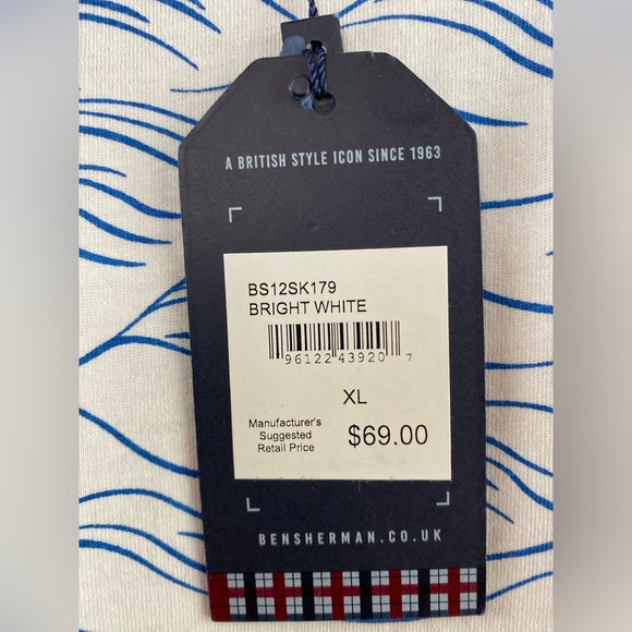 Ben Sherman Men's The Original T-Shirt, Regular Fit, Size XL, White/Blue (NWT) - Picture 12 of 12